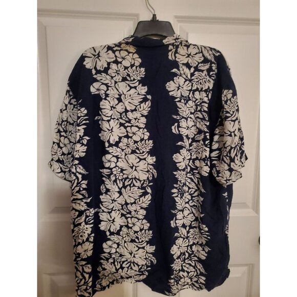 Steve & Barry's classic Hawaiian button up navy/blue/white shirt w/pockets XXL - Picture 2 of 5